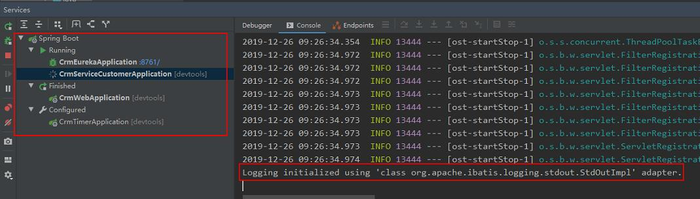 Logging initialized using 'class org.apache.ibatis.logging.stdout.StdOutImpl' adapter.