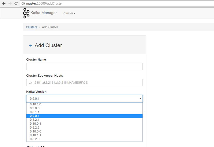 基于Web的Kafka管理器工具之Kafka-manager安装之后第一次进入web UI的初步配置（图文详解）...