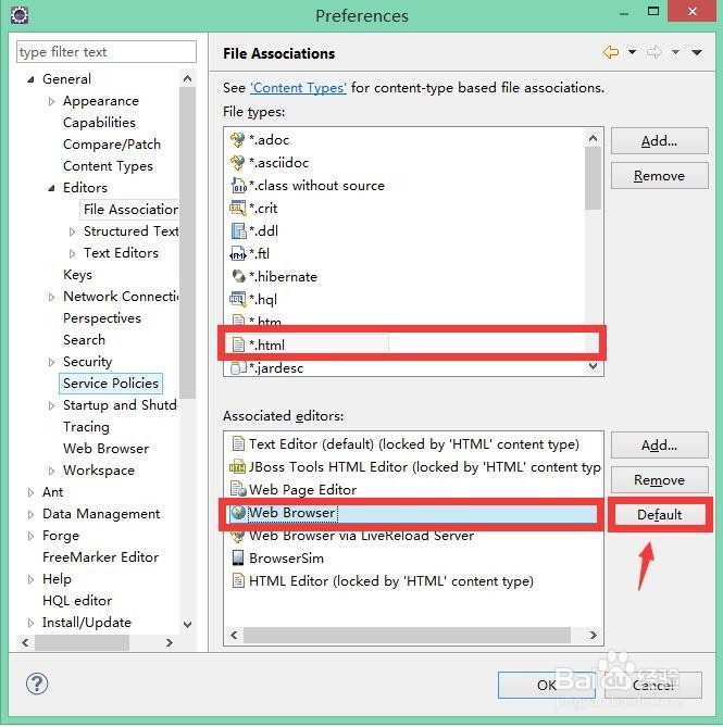Eclipse设置各类型文件默认打开方式